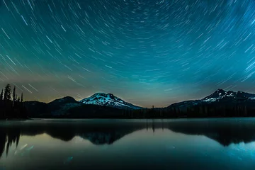 Printed roller blinds Nature Star trails over the lake of Bend, Oregon