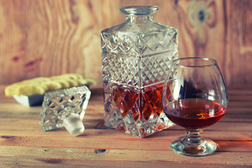 brandy alcohol set glass and carafe