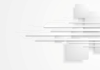 Abstract tech background with grey paper squares
