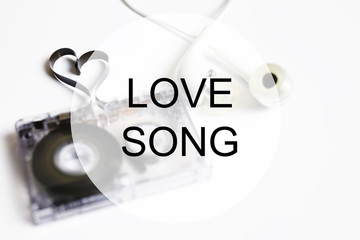 love song background om audio cassette tape shape heart