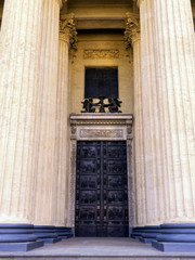 Detail view of the colonnade of Kazan Cathedral. Saint-Petersburg, Russia