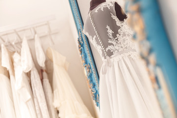 Wonderful dresses for future bride in workshop