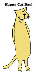 Humorous illustration of happy cat day.