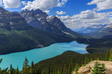 lake, forest and mountains