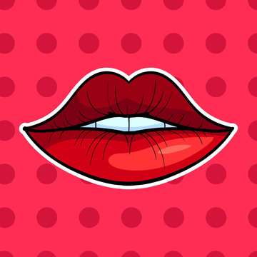 Vector Illustration of Red Pop Art Lips