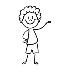 Vector Illustration of a Hand Drawn Happy Little Child Doodle