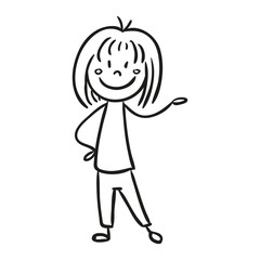 Vector Illustration of a Hand Drawn Happy Little Child Doodle