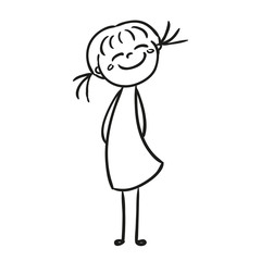 Vector Illustration of a Hand Drawn Happy Little Child Doodle