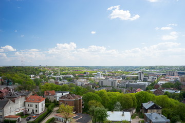Obraz premium Panorama of Kaunas from the roof of the Cathedral, Lithuania