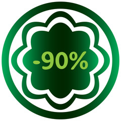Green icon percent minus 90
