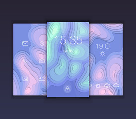 Mobile interface wallpaper design. Set with abstract vector back