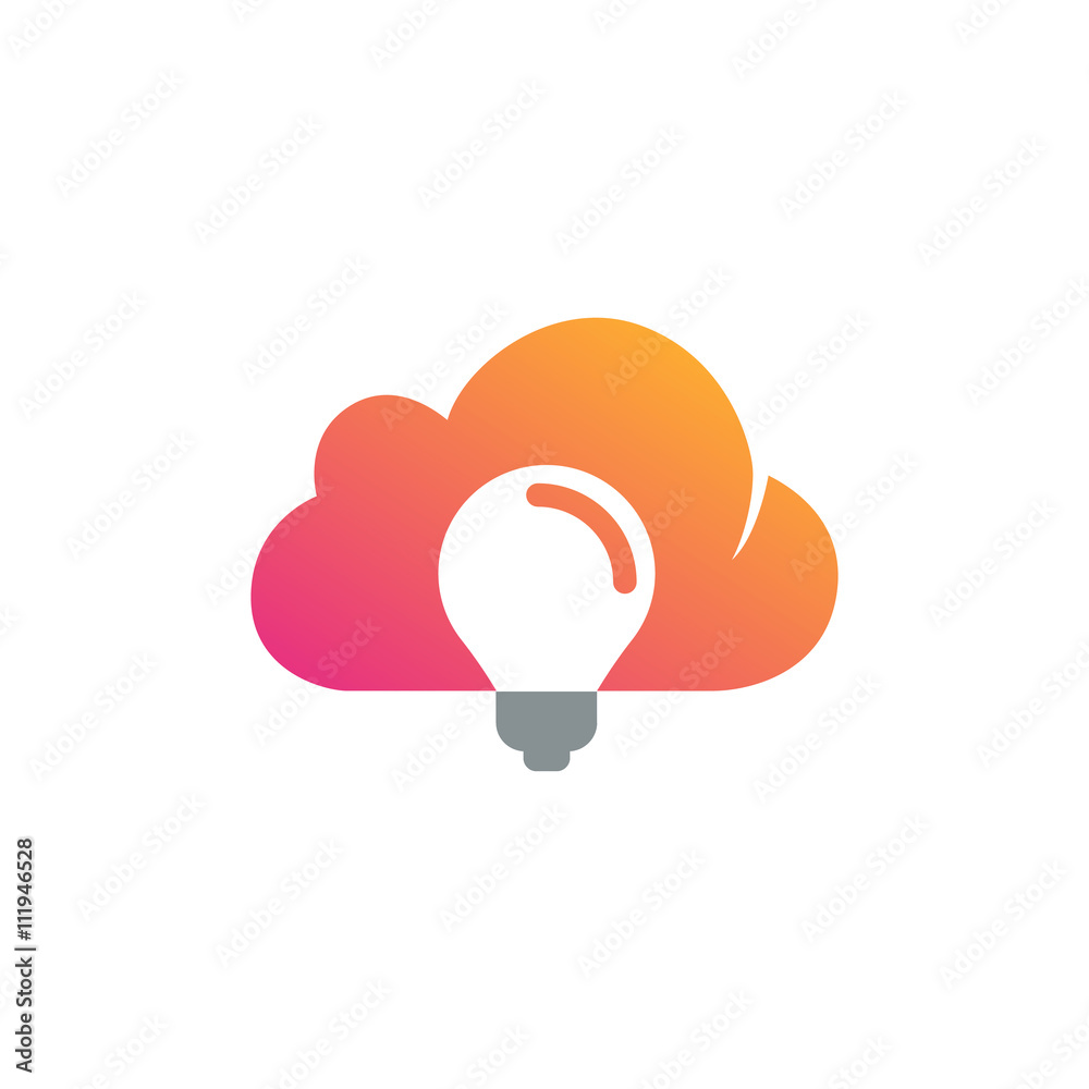 Wall mural Cloud computing and storage vector logo. Technology design template. Cloud computing logo. Cloud technologies logo. Cloud logo. Best cloud technologies logo. Cloud Think. Idea Cloud