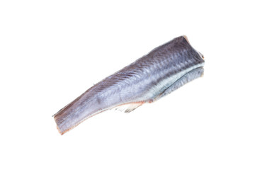 Frozen fish hake isolated on white background