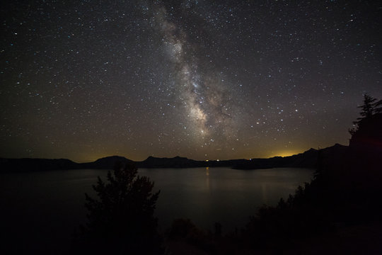 milky way over the Crater Lake