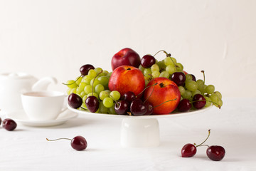 mixed set of fresh raw ripe fruits