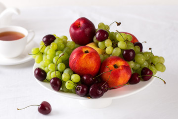mixed set of fresh raw ripe fruits