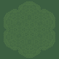 Mandala Isolated on Green Background. Round Ornament