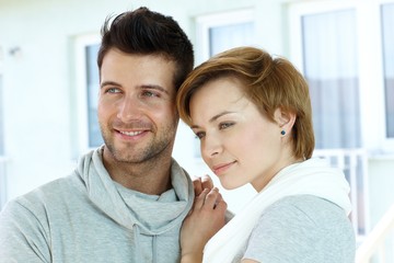 Fototapeta premium Closeup portrait of young couple