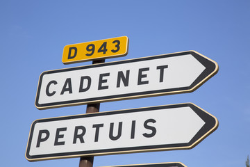 Road Sign to Cadenet and Pertuis from Lourmarin