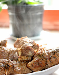 Roasted stuffed beefsteak with spices