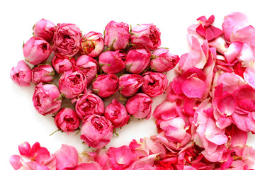 Naklejka premium Buds of tea-roses in shape of heart and petals 