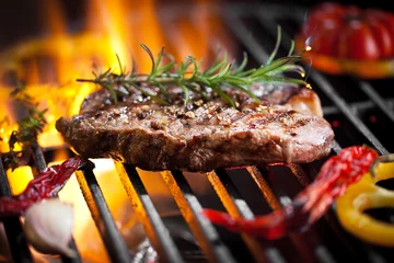 Tableaux ronds sur plexiglas Grill / Barbecue Steak grillé