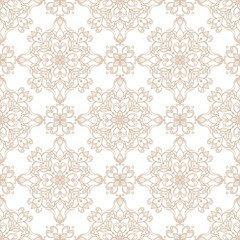 Vintage ornate seamless beige texture in Eastern style on white.