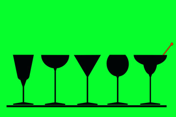 Cocktails on a green background