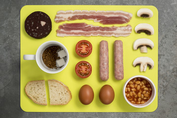 Flat Lay Raw Full English Breakfast