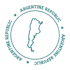 Argentina vector map. Retro vintage insignia with country map. Distressed visa stamp with Argentina text wrapped around a circle and stars. USA state map vector illustration.