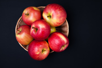 red apple isolated on a black background
