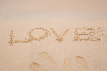 Word love on sand