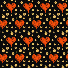 Doodle hearts seamless pattern background