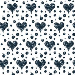 Doodle hearts seamless pattern background