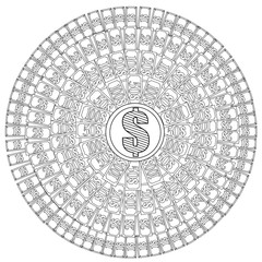 Mandala to color. Dollars. Coloring page for adults.