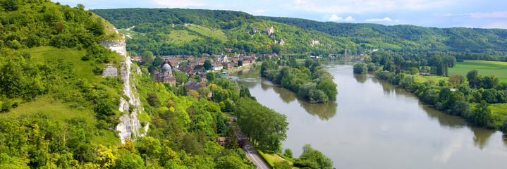 Vue panoramique, sur la seine, Ch&acirc;teau-Gaillard et les Andelys, Eure,Normandie