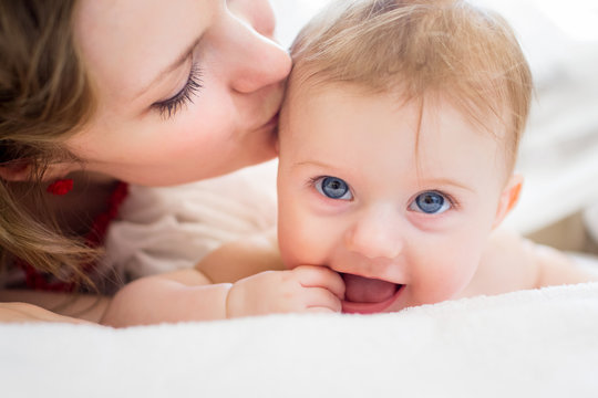 Portrait of mother and baby