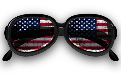 Fototapeta na wymiar Sunglasses with US flag