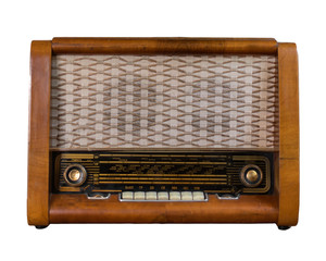 Old soviet radio isolated on white.