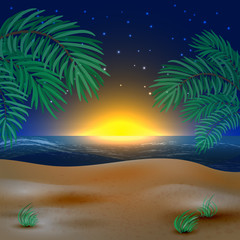 Fototapeta na wymiar Sunset view in beach