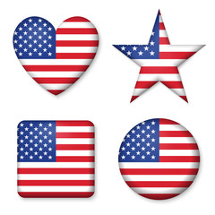 Fototapeta premium American United States Flag in glossy form button of icon set
