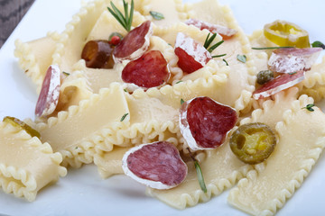 Pasta with salami
