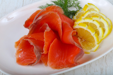 Sliced salmon