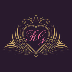 Vintage vector wedding monogram. 