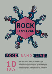 Rock poster template for a festival with octopus.