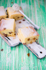 Cottage cheese casserole with raisin
