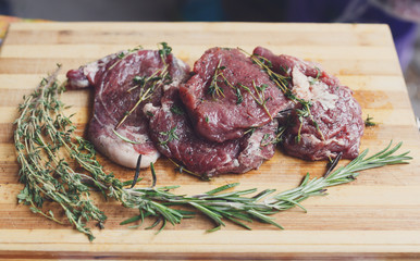 fresh beef meat on a cutting board