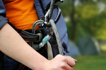 Climber with equipment