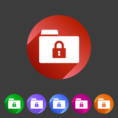 Obraz premium Secure locked folder icon flat web sign symbol logo label