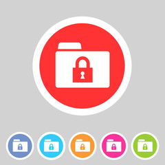 Obraz premium Secure locked folder icon flat web sign symbol logo label